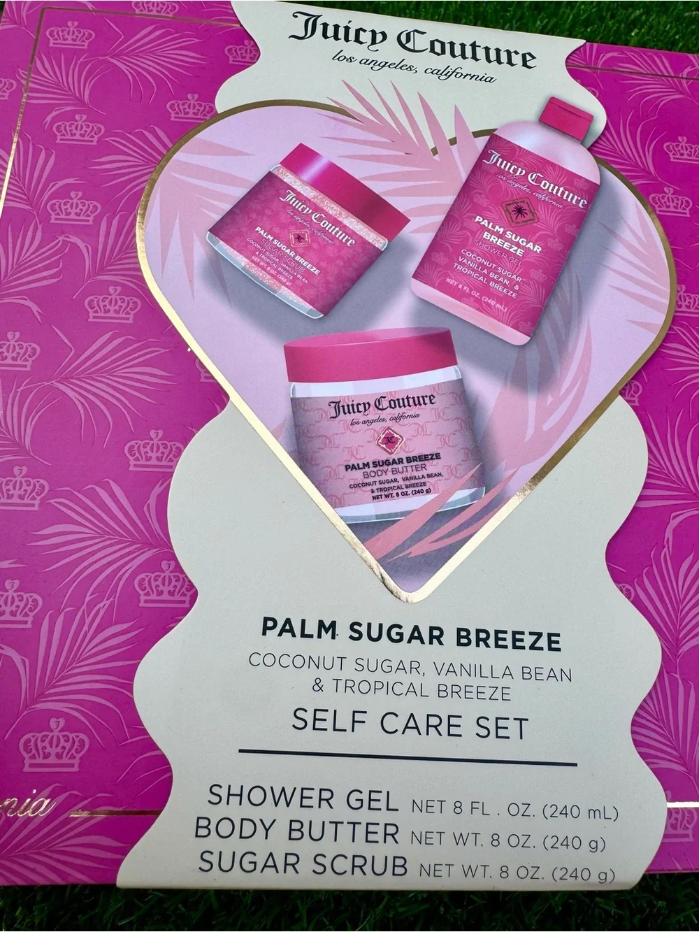Juicy Couture Palm Sugar Breeze Self Care Set - Butter Body Scrub Shower Gel